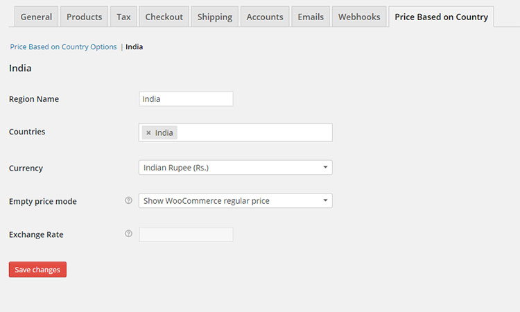 woocommerce price based on country india